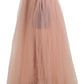Pink Nylon Mesh Sheer Floor Length Skirt