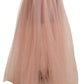 Pink Nylon Mesh Sheer Floor Length Skirt