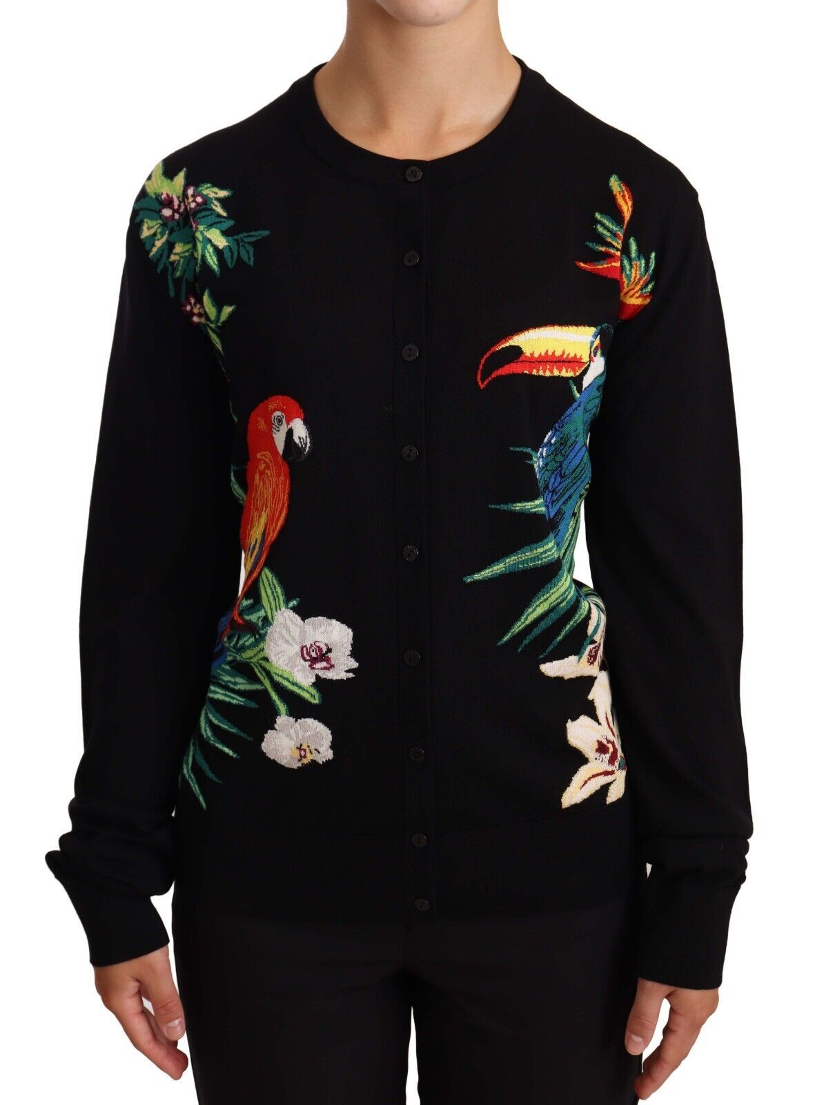 Elegant Embroidered Wool-Silk Cardigan