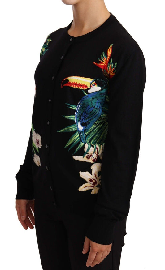 Elegant Embroidered Wool-Silk Cardigan