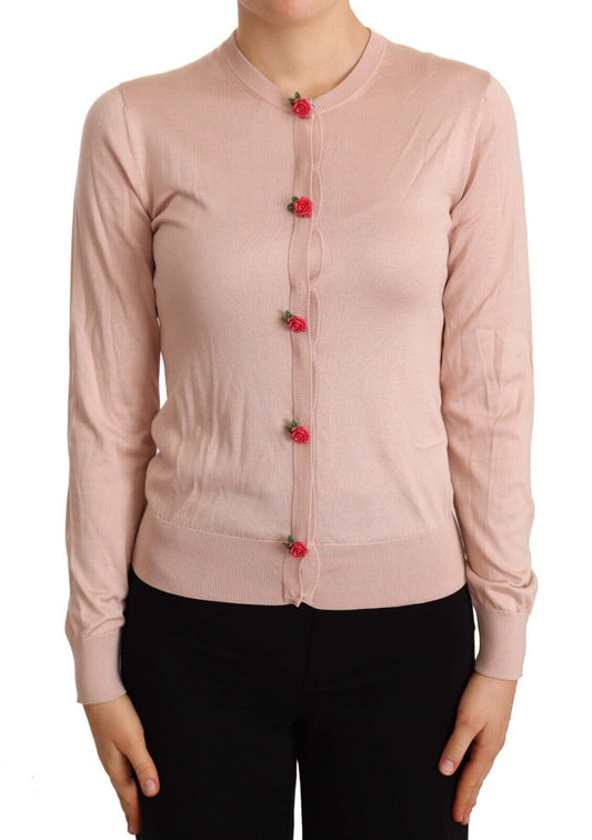 Elegant Silk Pink Cardigan