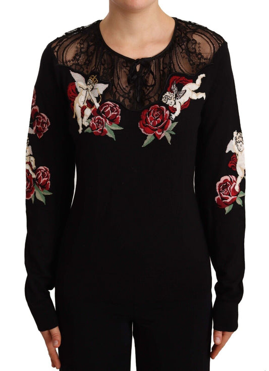 Angelic Rose Embroidered Pullover Sweater