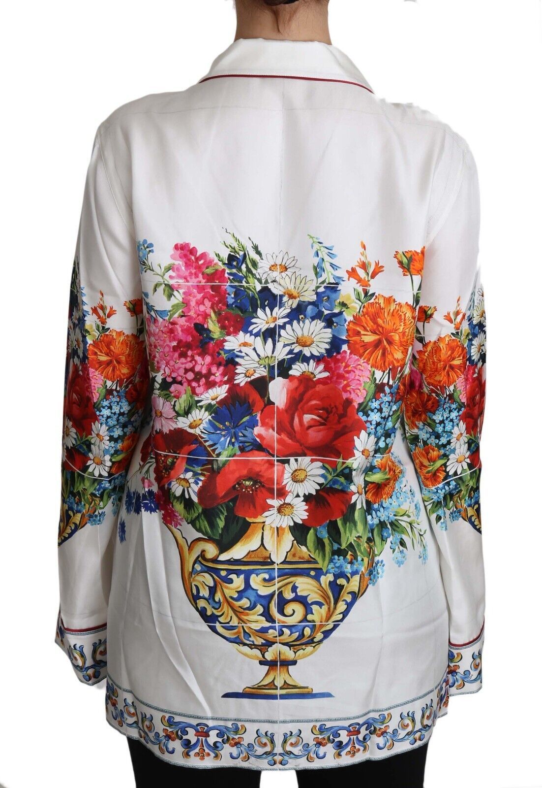 Elegant Floral Silk Pajama Lounge Shirt