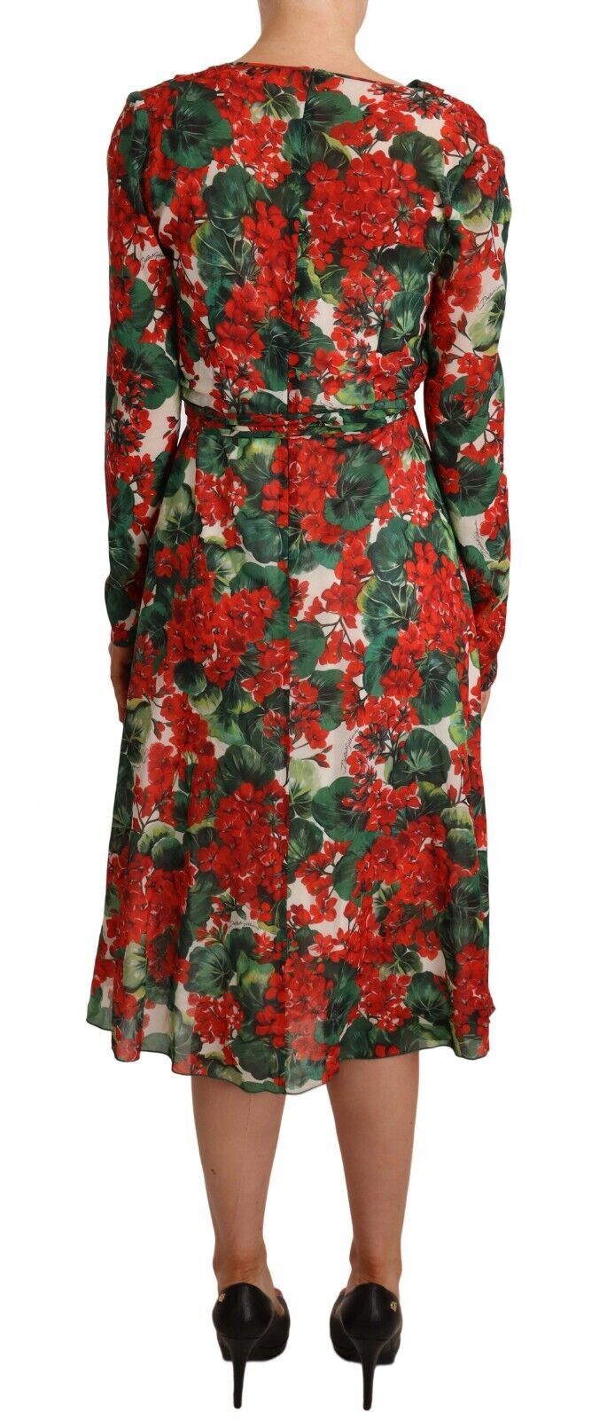 Elegant Floral V-Neck Silk Midi Dress