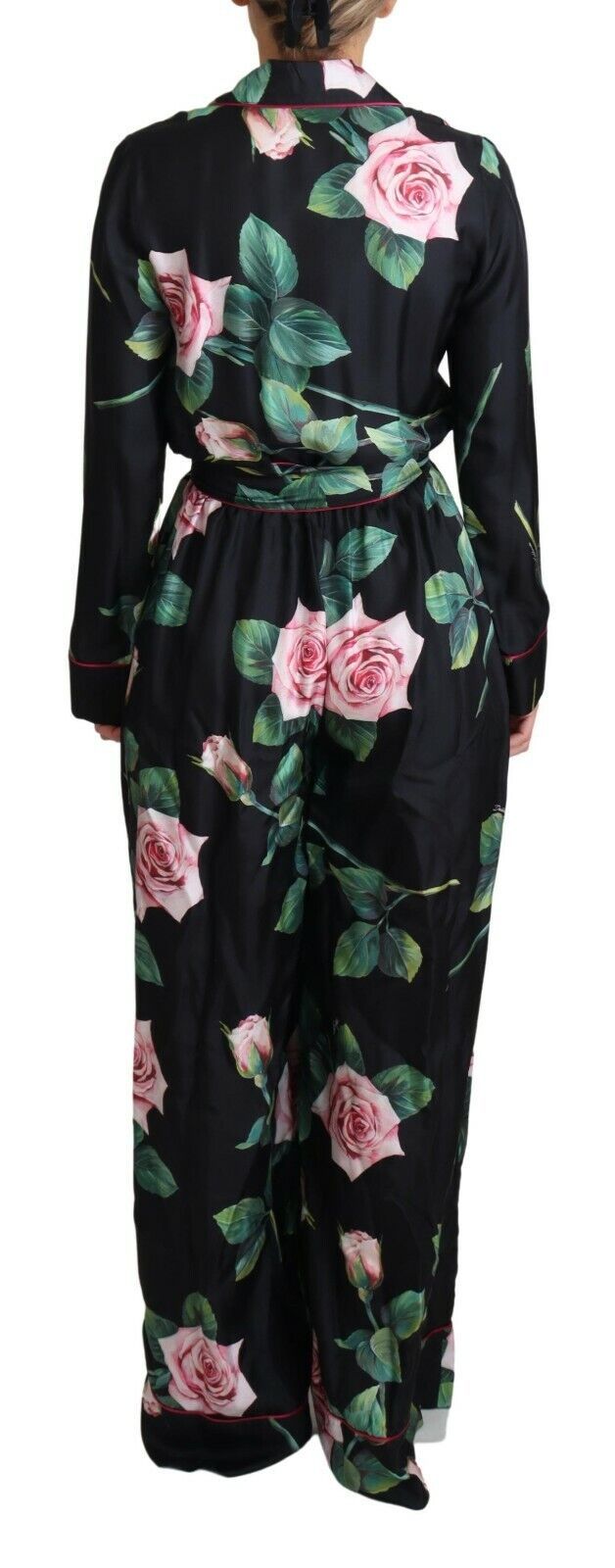 Elegant Silk Jumpsuit with Rose Print