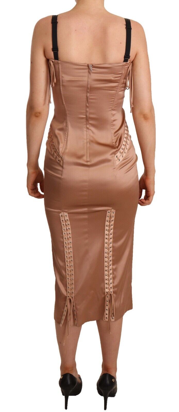 Elegant Nude Corset Midi Dress