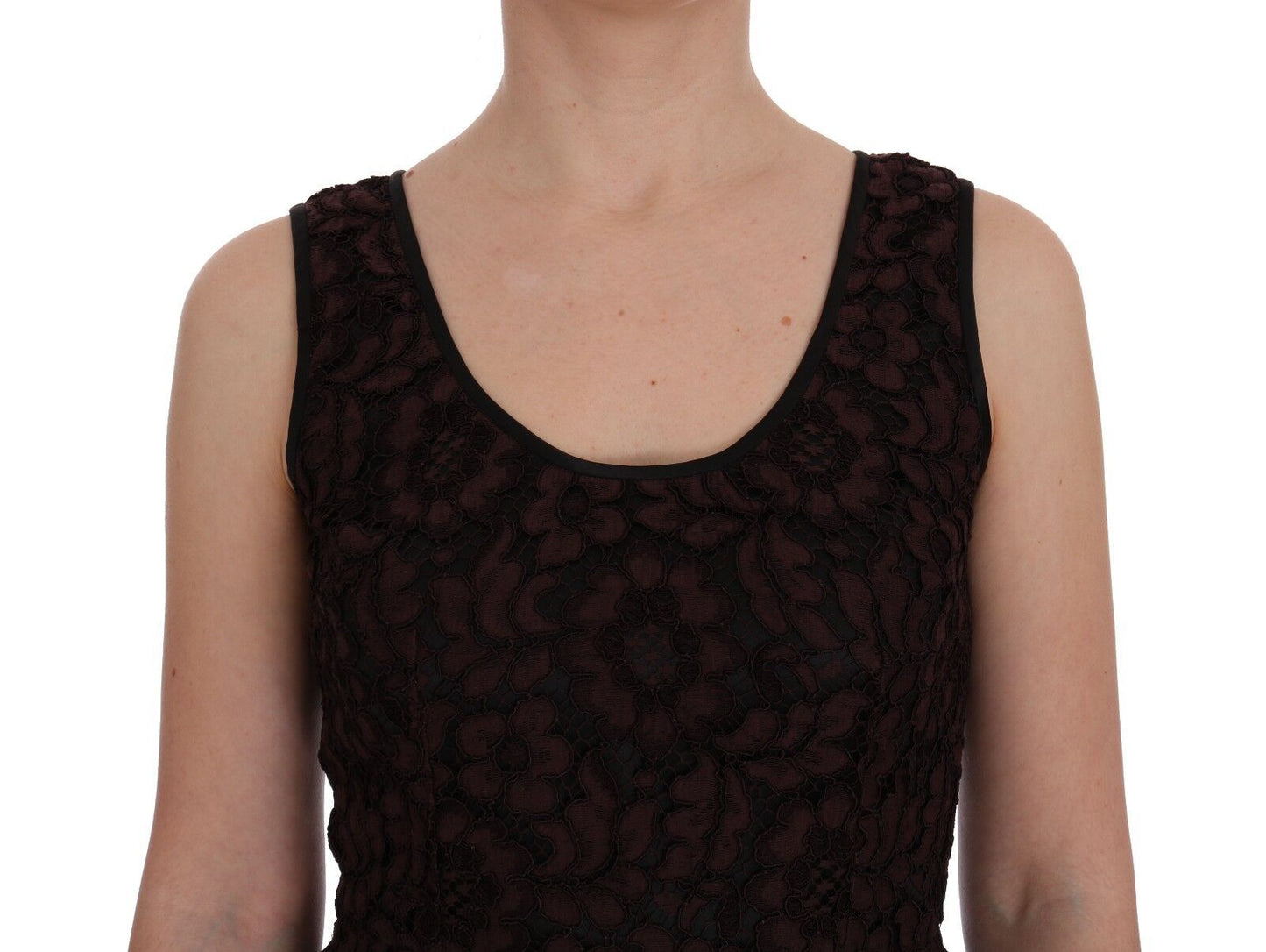 Bordeaux Floral Lace Ricamo Sheath Dress