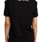 Chic Black Cotton Crewneck Tee with Ribbed Trim