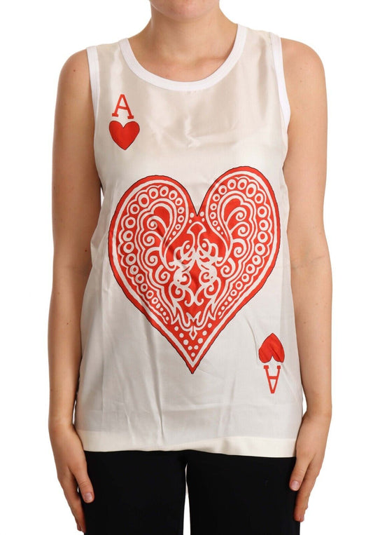 Elegant Sleeveless Ace of Hearts Tank Top