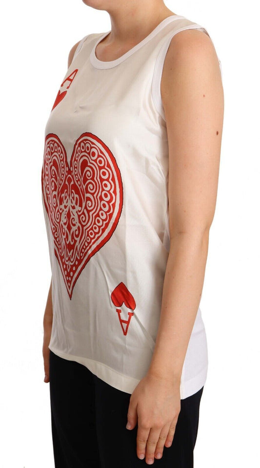 Elegant Sleeveless Ace of Hearts Tank Top