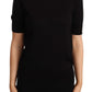 Black Silk Round Neck Short Sleeves Tee  T-shirt