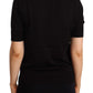 Black Silk Round Neck Short Sleeves Tee  T-shirt