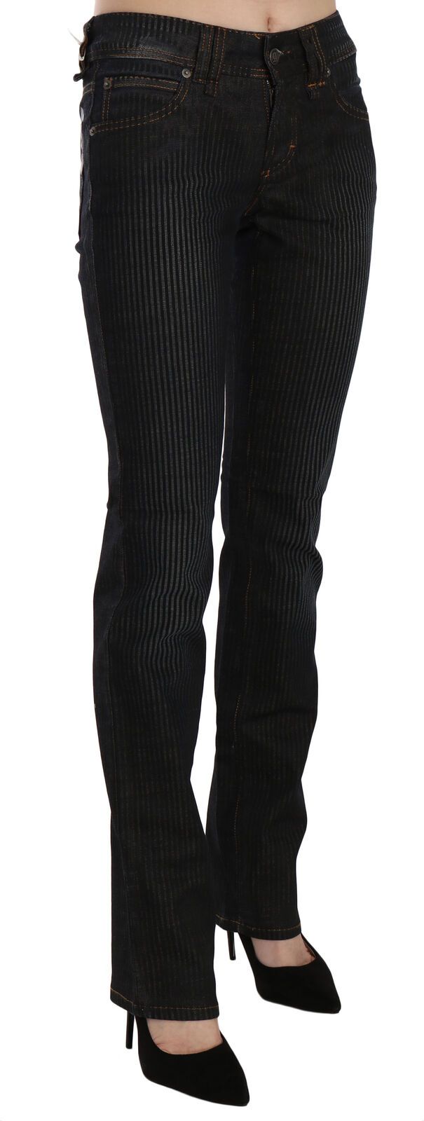 Elegant Black Slim Fit Corduroy Jeans