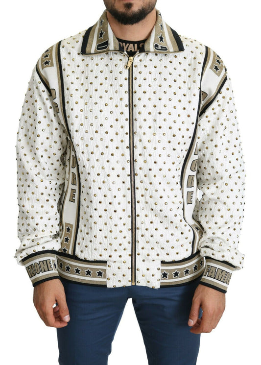 Exquisite Silk-Wool Studded Bomber Jacket