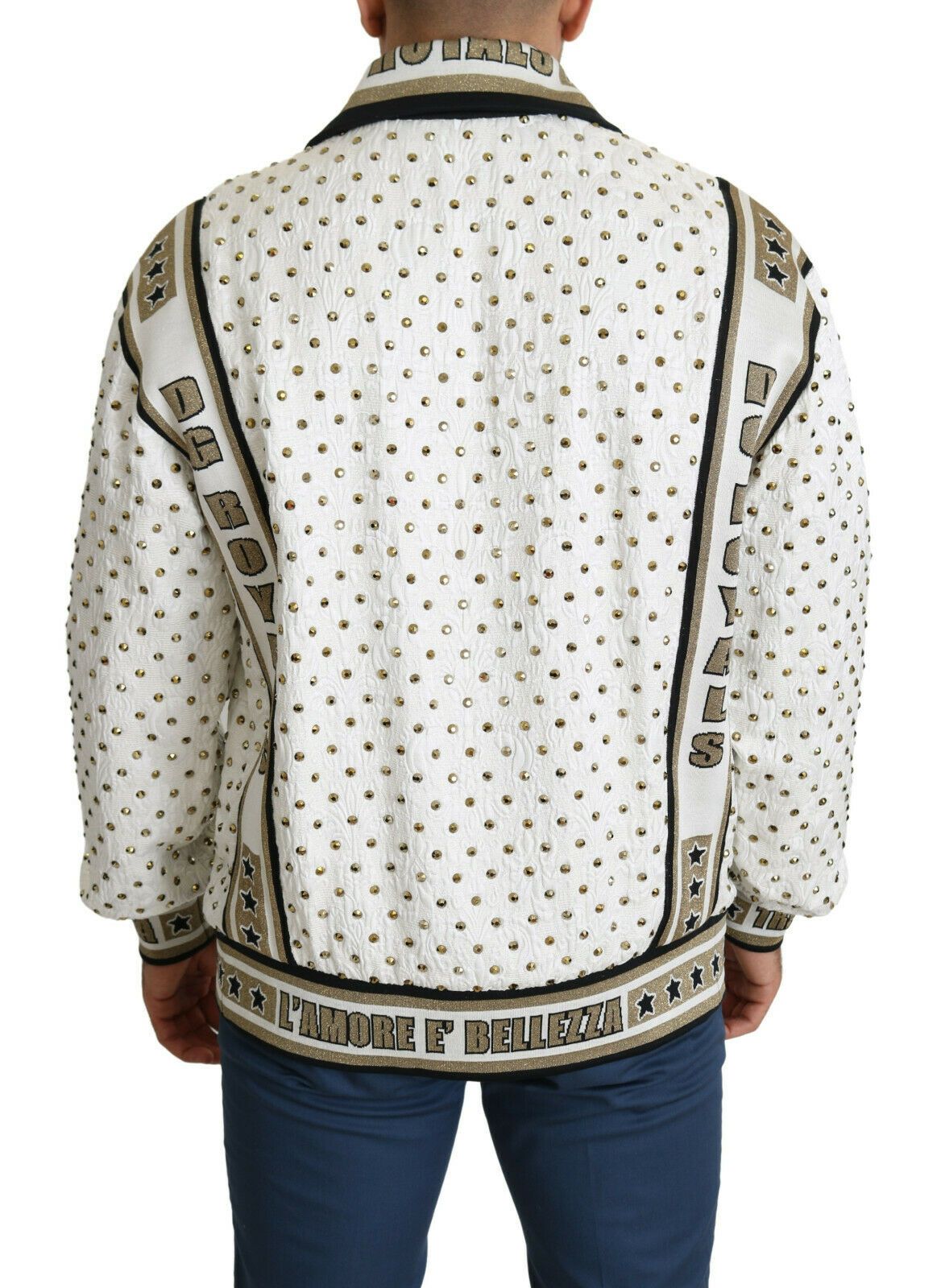 Exquisite Silk-Wool Studded Bomber Jacket