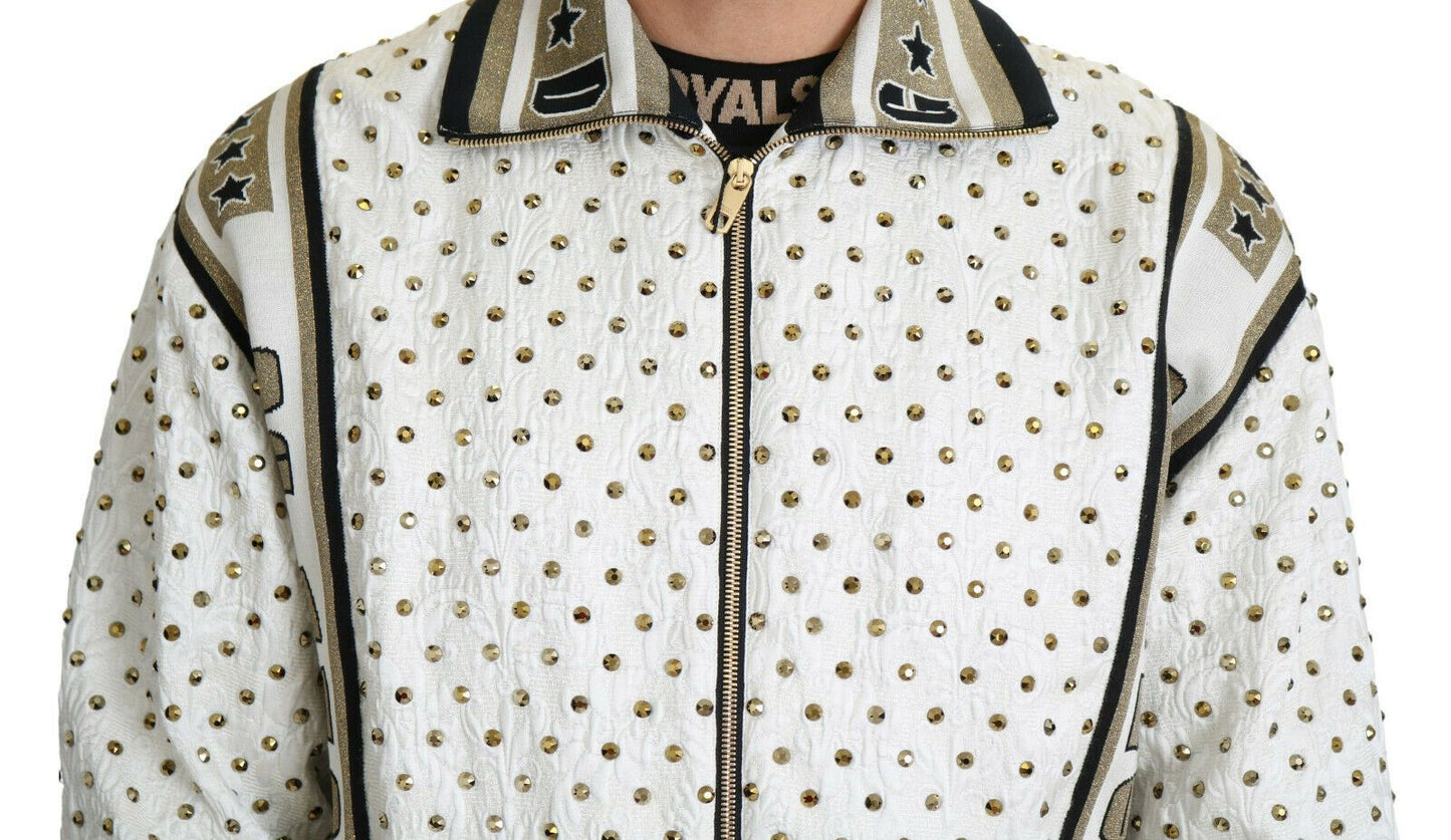 Exquisite Silk-Wool Studded Bomber Jacket