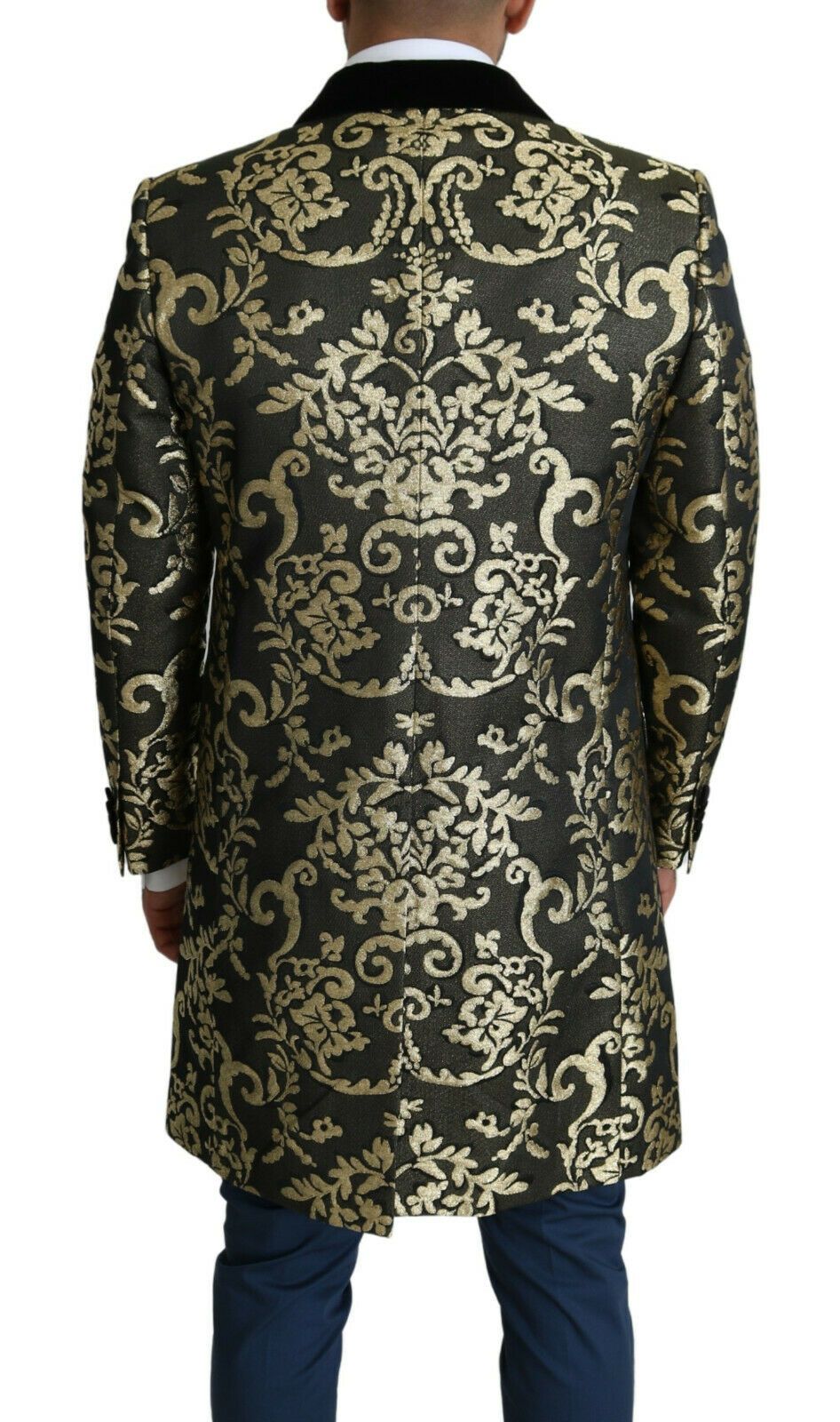 Black Gold Jacquard Long Coat SICILIA Jacket