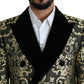 Black Gold Jacquard Long Coat SICILIA Jacket