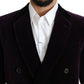 Purple Velvet Double Breasted Long Coat Jacket