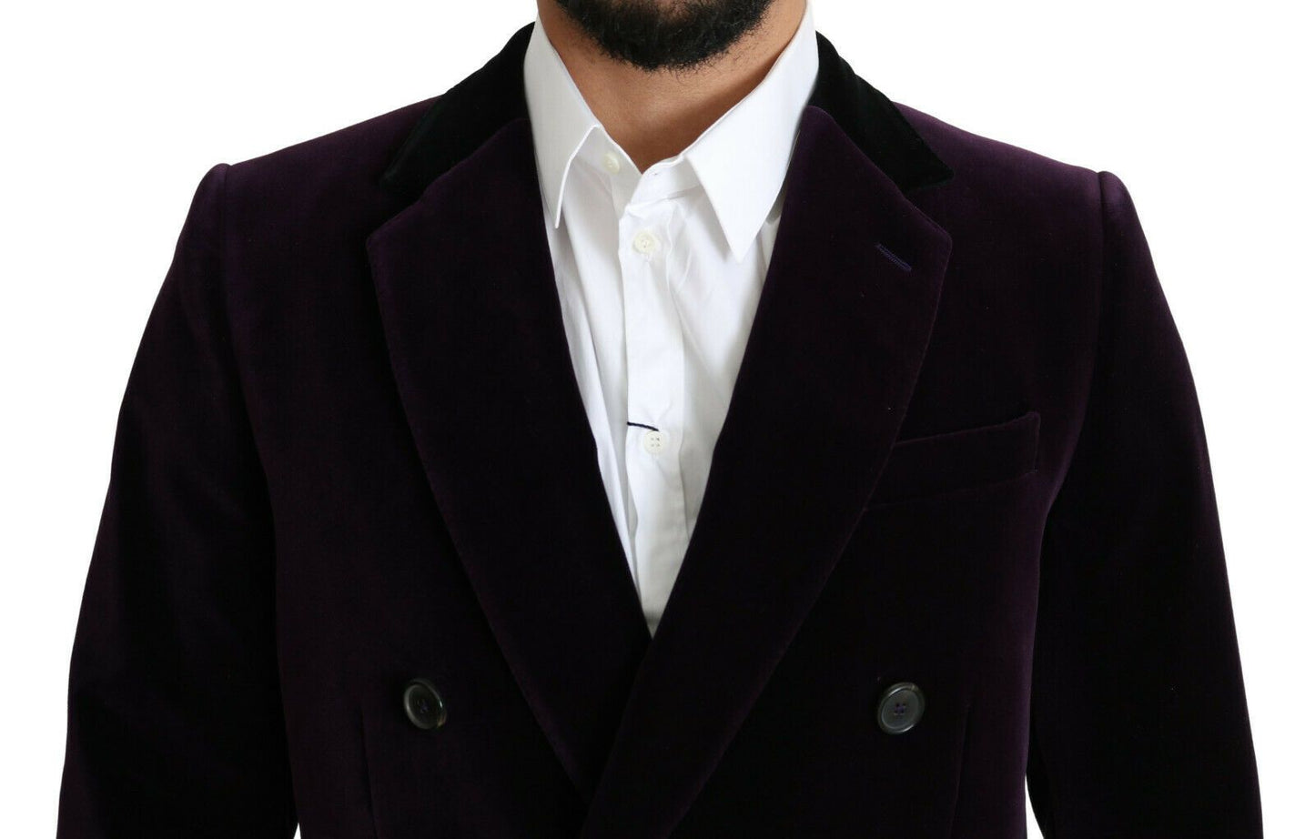 Purple Velvet Double Breasted Long Coat Jacket