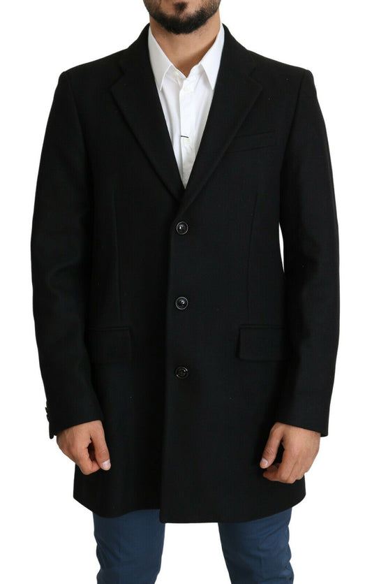 Elegant Single-Breasted Wool Long Coat