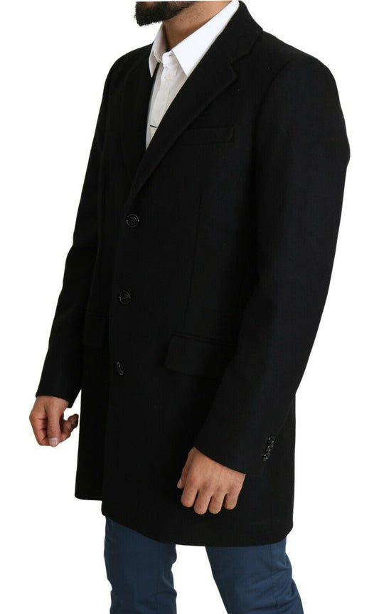 Elegant Single-Breasted Wool Long Coat