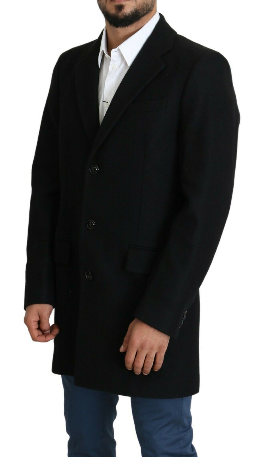 Elegant Single-Breasted Wool Long Coat