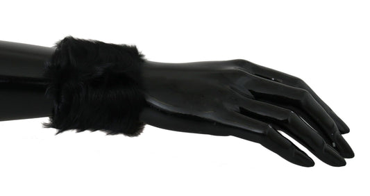 Elegant Black Lamb Fur Cuff Bracelet