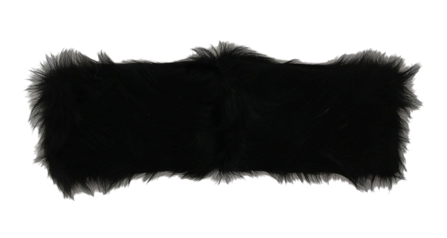 Elegant Black Lamb Fur Cuff Bracelet