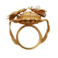 Elegant Crystal Bee Floral Statement Ring
