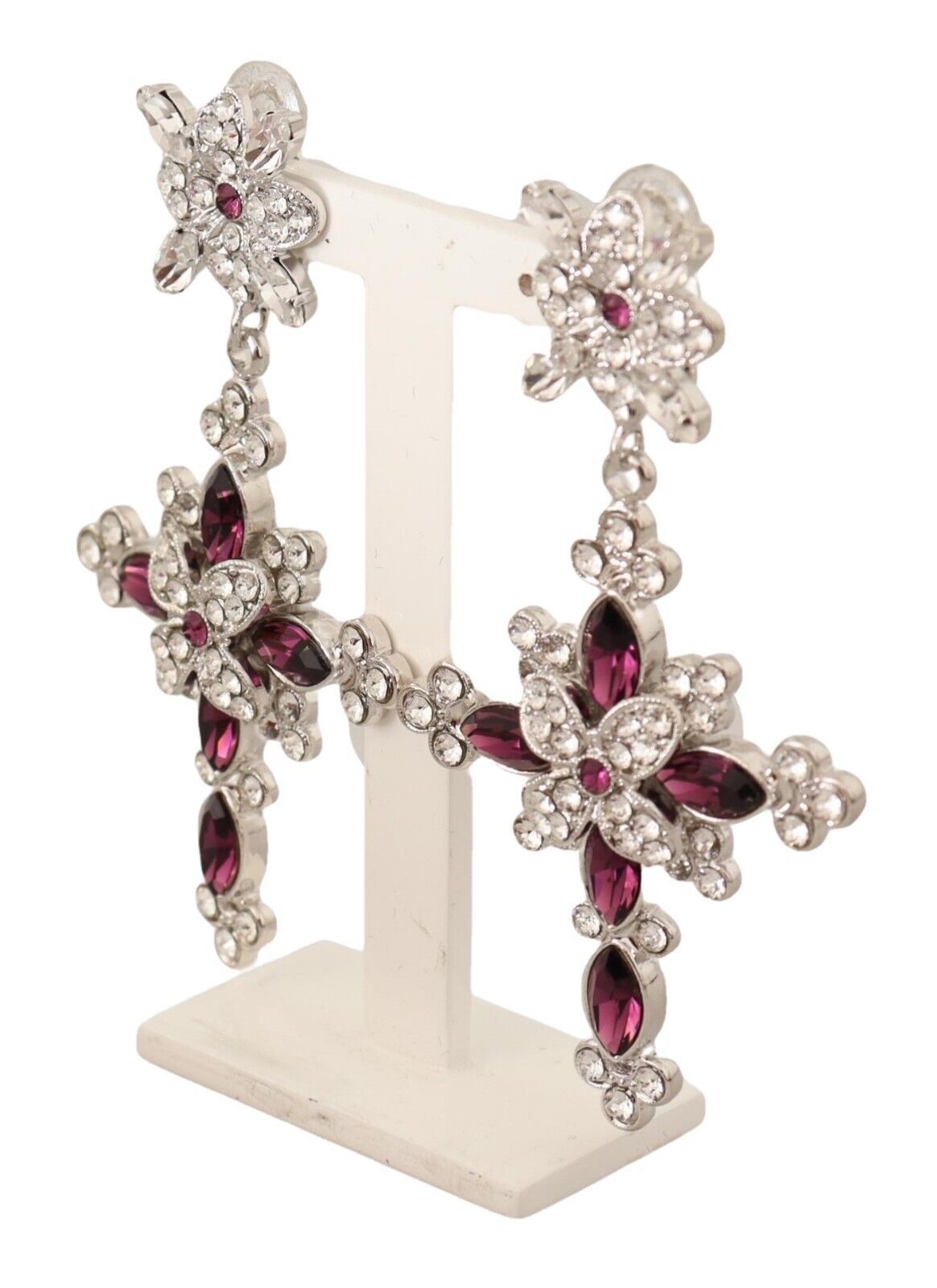 Elegant Silver Cross Clip-On Earrings