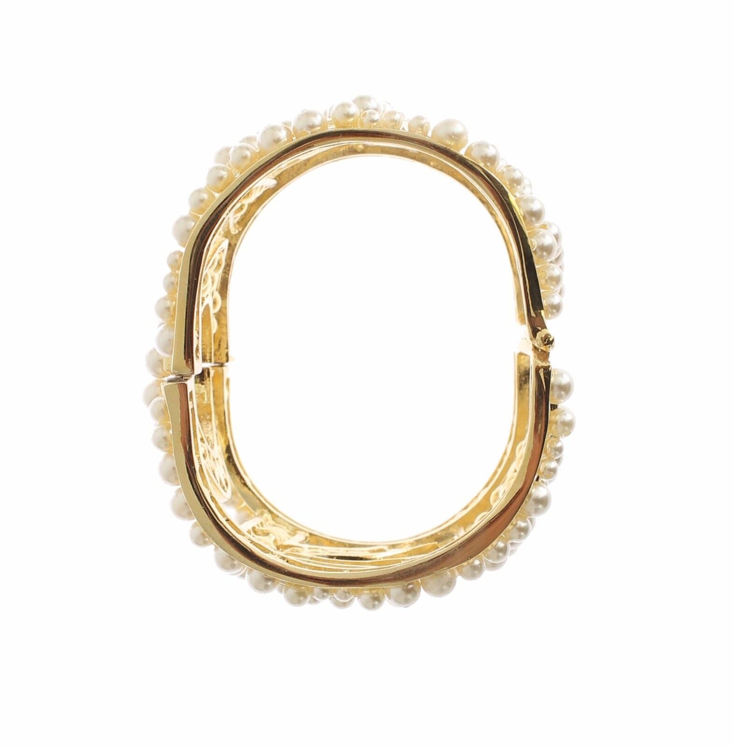 Elegant Gold Pearl Crystal Bangle