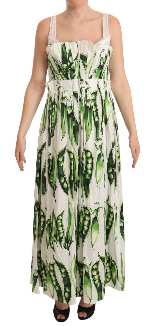 Elegant Pea Pod Print Maxi Dress