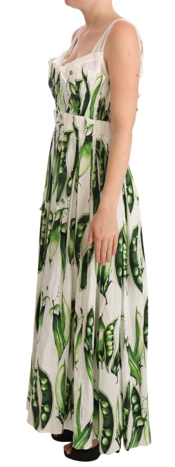 Elegant Pea Pod Print Maxi Dress