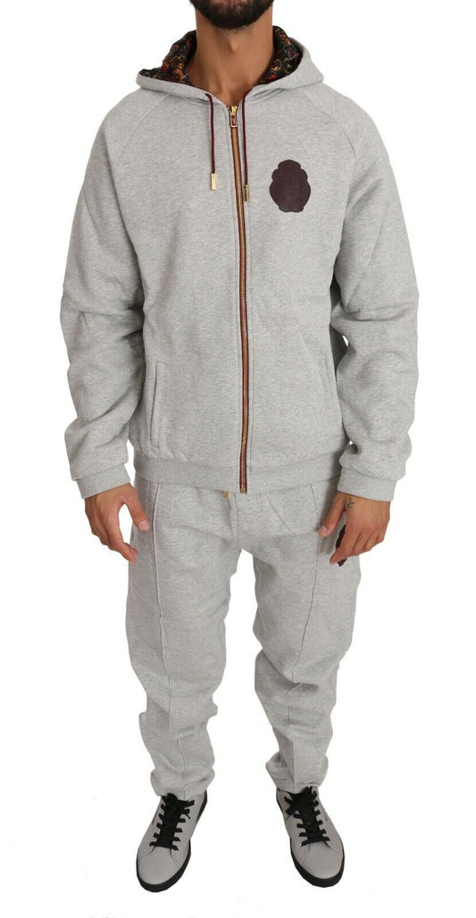 Elegant Gray Cotton Sweatsuit Ensemble