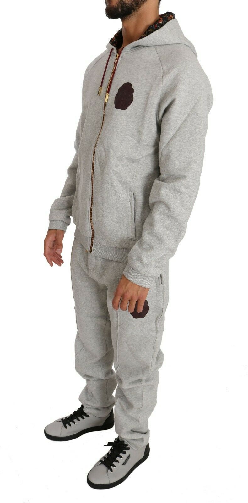 Elegant Gray Cotton Sweatsuit Ensemble