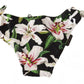 Bikini Bottom Black Lily Print Swimsuit Swimwear