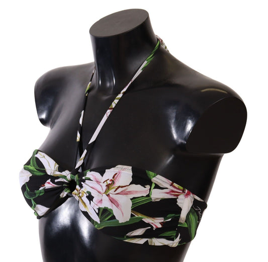 Elegant Lilies Print Bikini Top