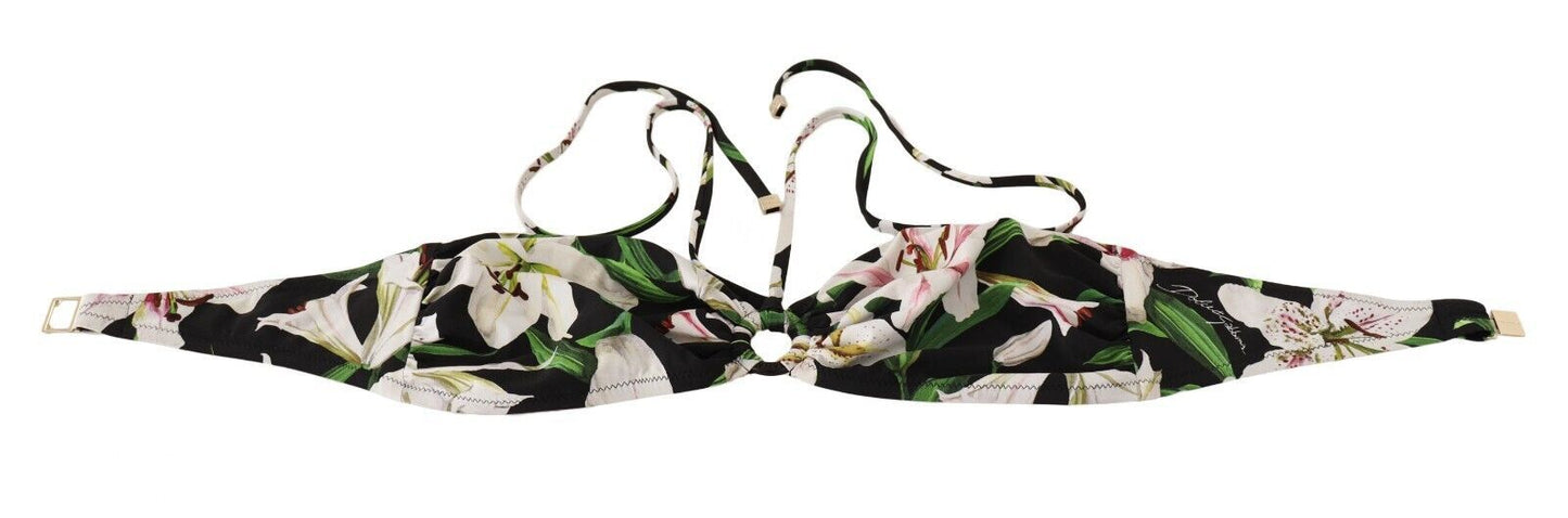 Elegant Lilies Print Bikini Top