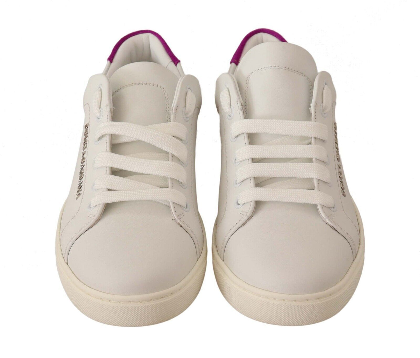 Elegant White Purple Sneakers Luxury Footwear