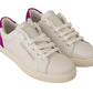 Elegant White Purple Sneakers Luxury Footwear
