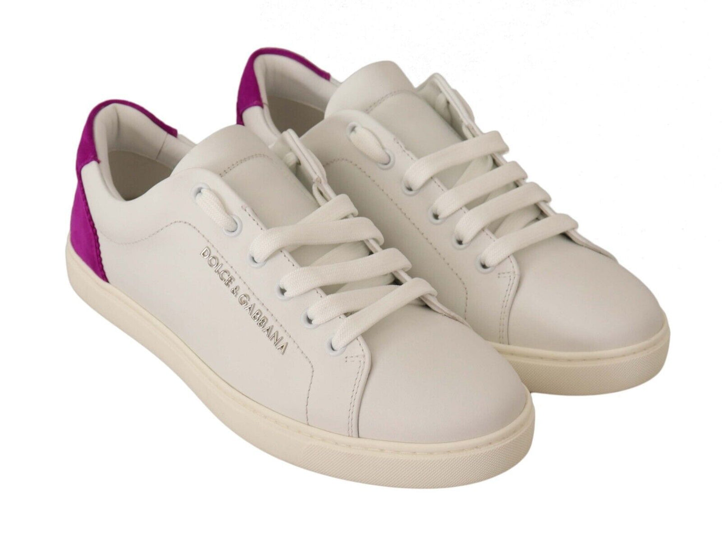 Elegant White Purple Sneakers Luxury Footwear