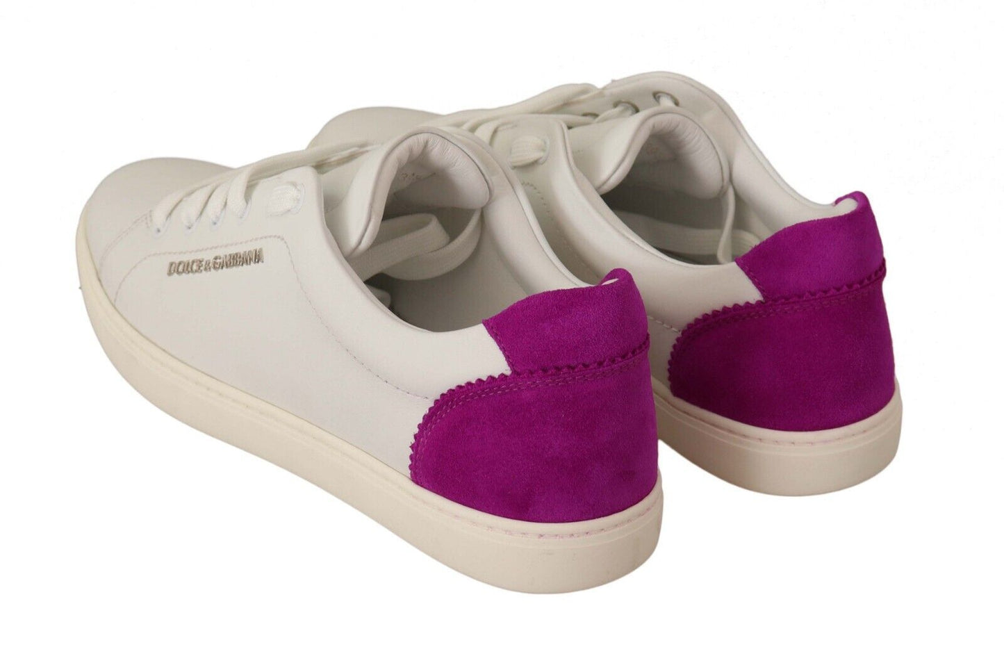 Elegant White Purple Sneakers Luxury Footwear