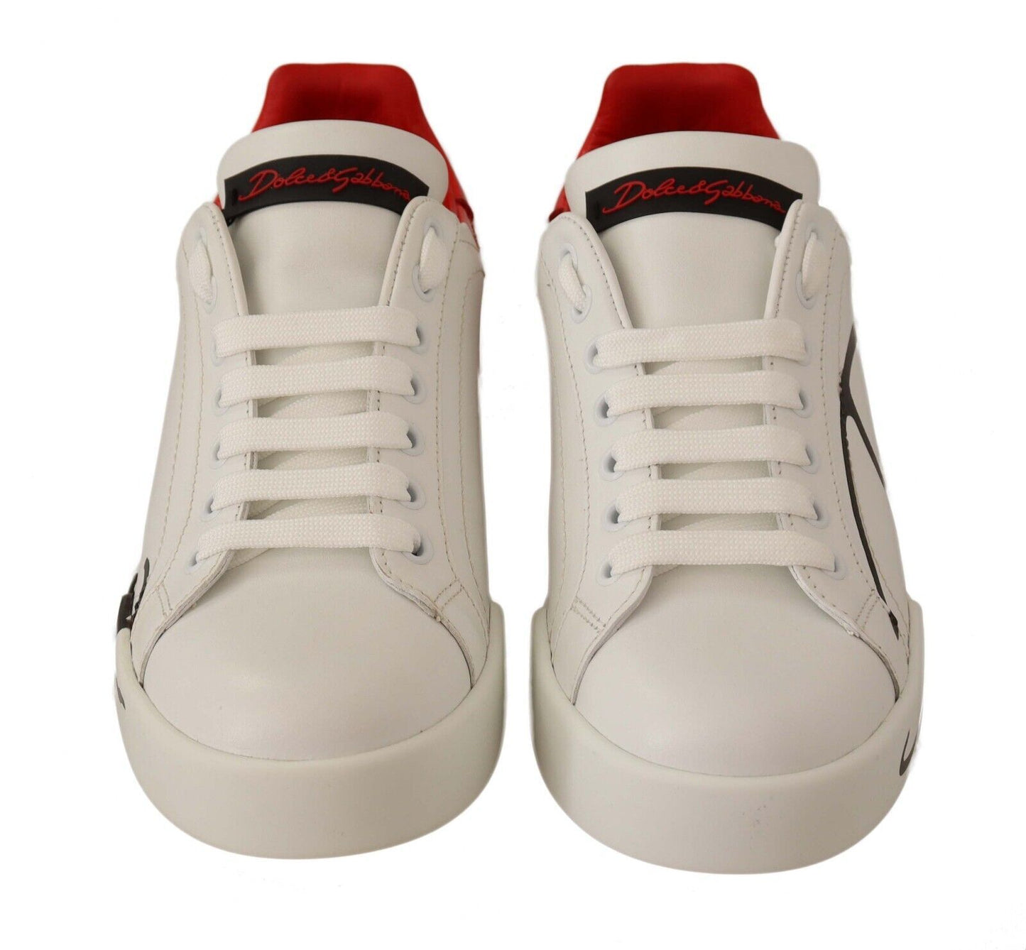 Elegant Portofino Leather Sneakers - Chic White and Red