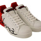 Elegant Portofino Leather Sneakers - Chic White and Red