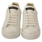 Elegant White and Gold Leather Sneakers