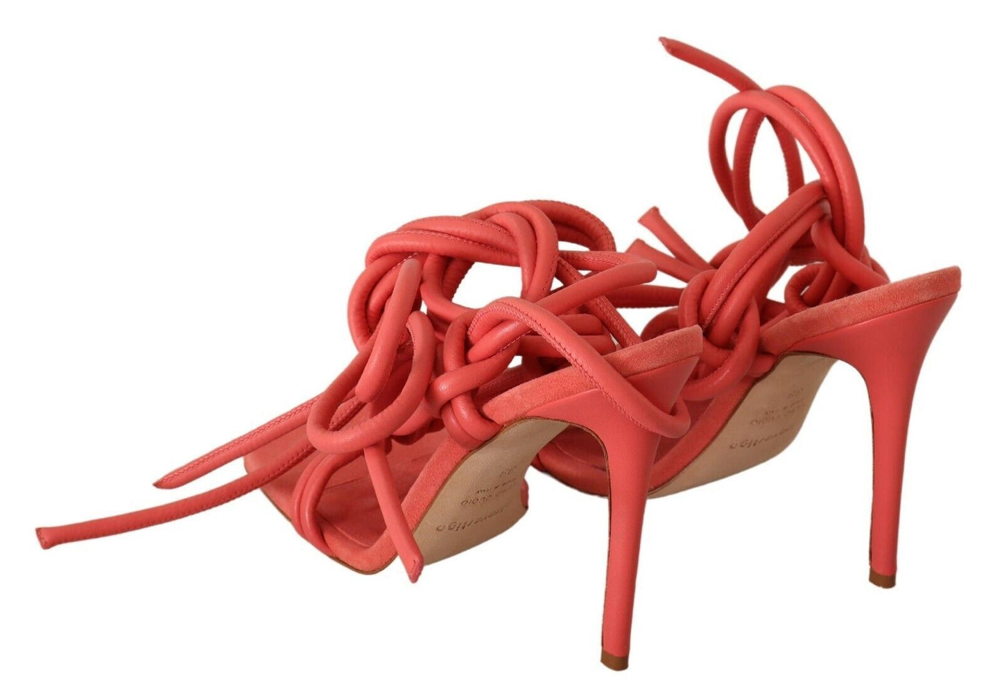 Coral Suede Strappy Stiletto Sandals