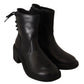 Chic Black Leather Lace-Up Ankle Boots