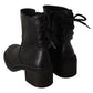 Chic Black Leather Lace-Up Ankle Boots