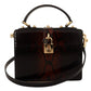 Elegant Bordeaux & Black Python Leather Crossbody Bag
